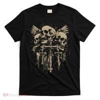 Skull Cross Wings Goth Alt Grunge Gothic Emo Aesthetic T-Shirt thumb 0