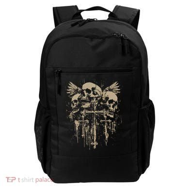 Skull Cross Wings Goth Alt Grunge Gothic Emo Aesthetic Backpack