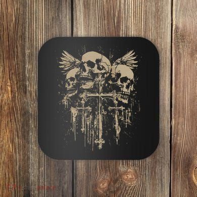 Skull Cross Wings Goth Alt Grunge Gothic Emo Aesthetic Coaster
