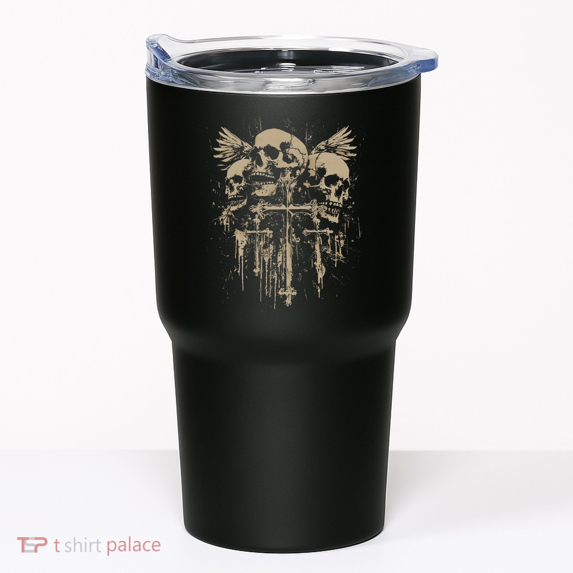 Skull Cross Wings Goth Alt Grunge Gothic Emo Aesthetic Tumbler