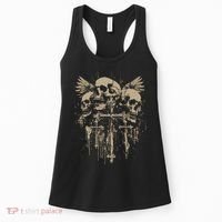 Skull Cross Wings Goth Alt Grunge Gothic Emo Aesthetic Women's Tank Top thumb 0