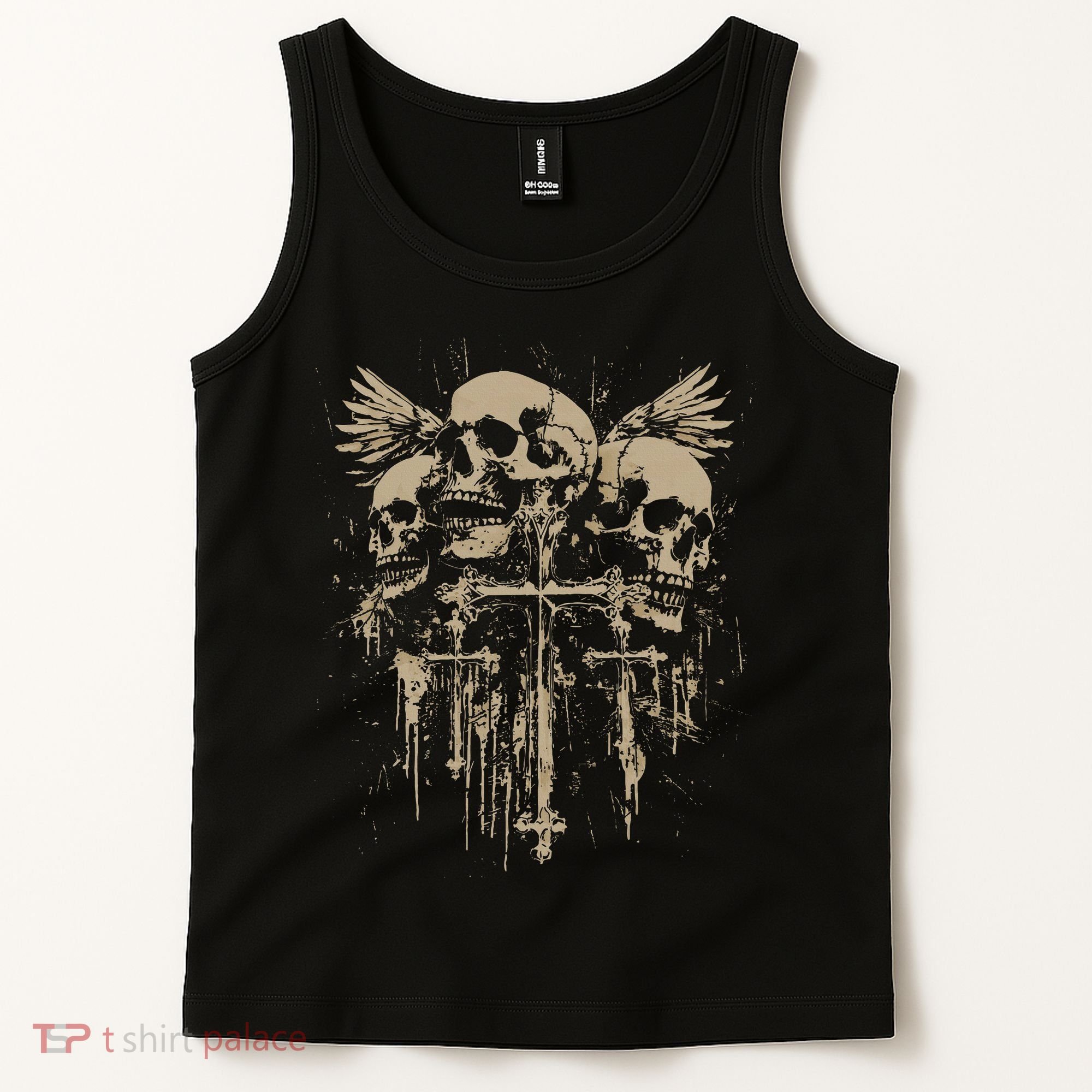 Skull Cross Wings Goth Alt Grunge Gothic Emo Aesthetic Tank Top