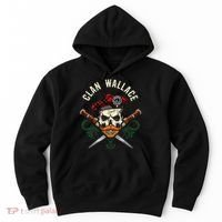 Scottish Clan Wallace Surname Skull Dirks Tartan Badge Hoodie thumb 0