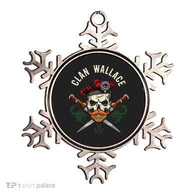 Scottish Clan Wallace Surname Skull Dirks Tartan Badge Ornament