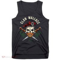 Scottish Clan Wallace Surname Skull Dirks Tartan Badge Tank Top thumb 0