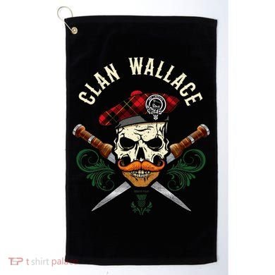 Scottish Clan Wallace Surname Skull Dirks Tartan Badge Golf Towel