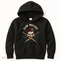 Scottish Clan Wallace Surname Skull Dirks Tartan Badge Kids Hoodie thumb 0
