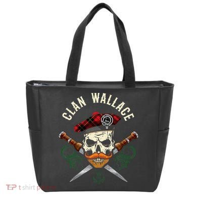 Scottish Clan Wallace Surname Skull Dirks Tartan Badge Tote Bag