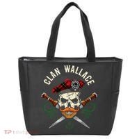 Scottish Clan Wallace Surname Skull Dirks Tartan Badge Tote Bag thumb 0