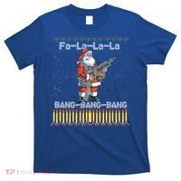 Santa Claus With A Big Gun Singing Christmas Song Funny Ugly Funny Gift T-Shirt thumb 0