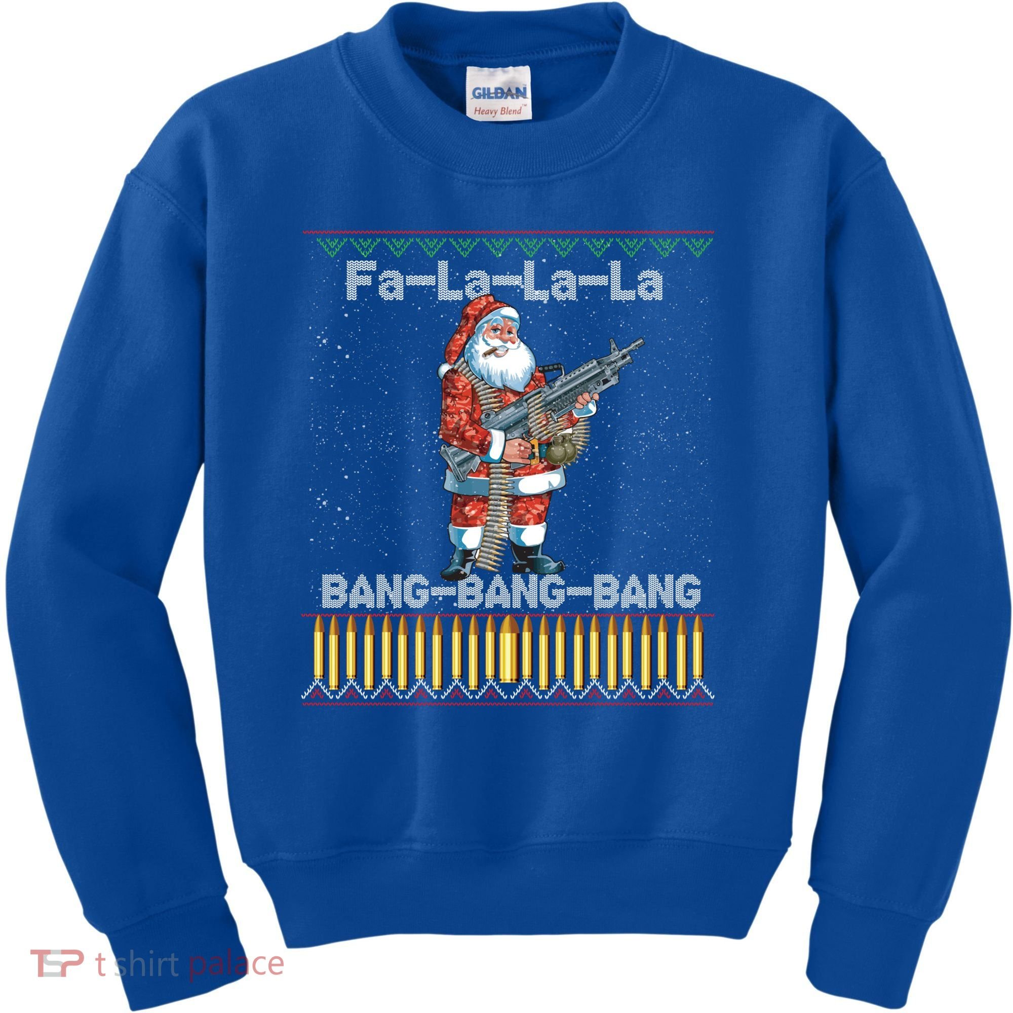 Santa Claus With A Big Gun Singing Christmas Song Funny Ugly Funny Gift Kids Sweatshirt
