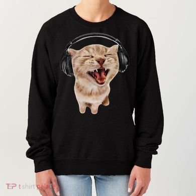 Silly Cat With Headphones Women's Sweatshirt