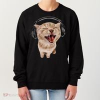 Silly Cat With Headphones Women's Sweatshirt thumb 0