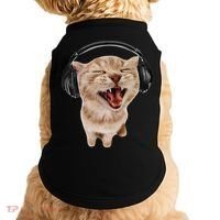 Silly Cat With Headphones Doggie Tank thumb 0