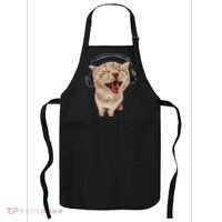Silly Cat With Headphones Apron thumb 0