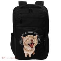 Silly Cat With Headphones Impact Tech Backpack thumb 0