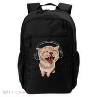 Silly Cat With Headphones Backpack thumb 0