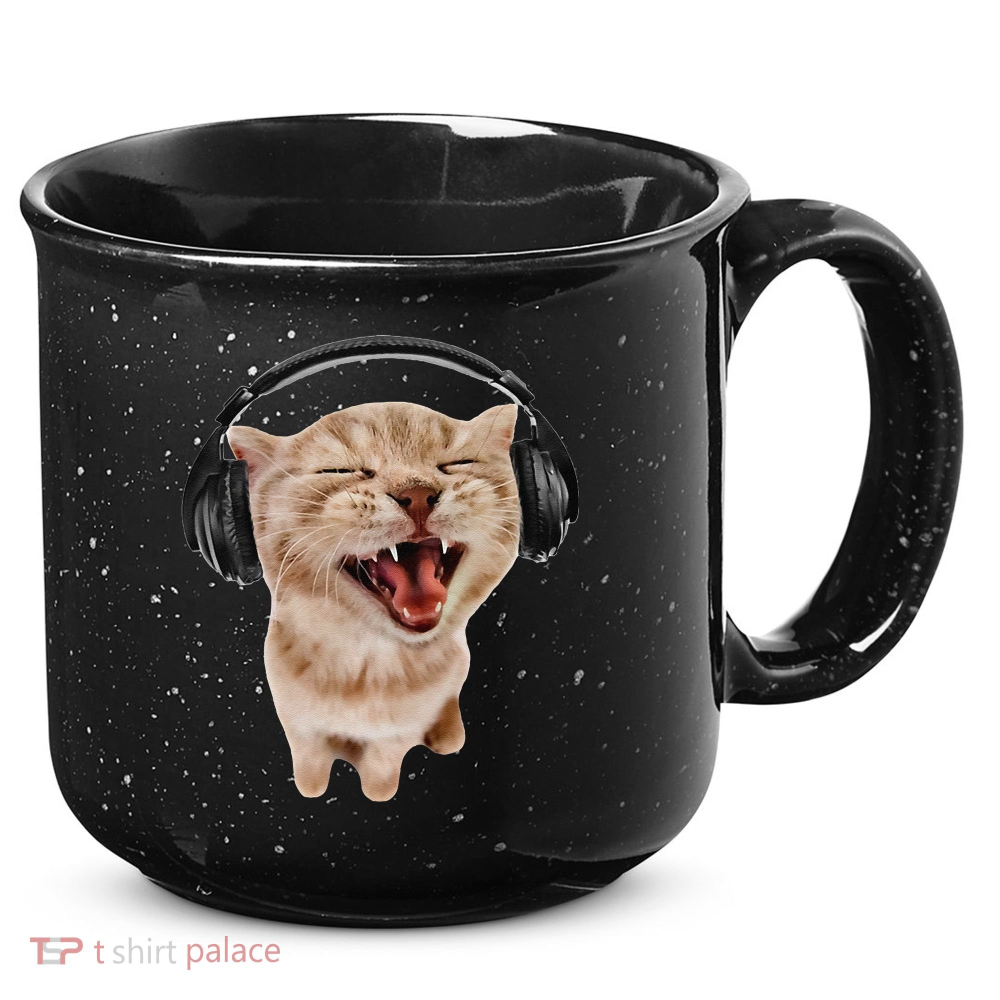 Silly Cat With Headphones 15oz Campfire Ceramic Mug