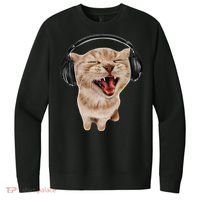 Silly Cat With Headphones V.I.T. Fleece Crew Sweatshirt thumb 0