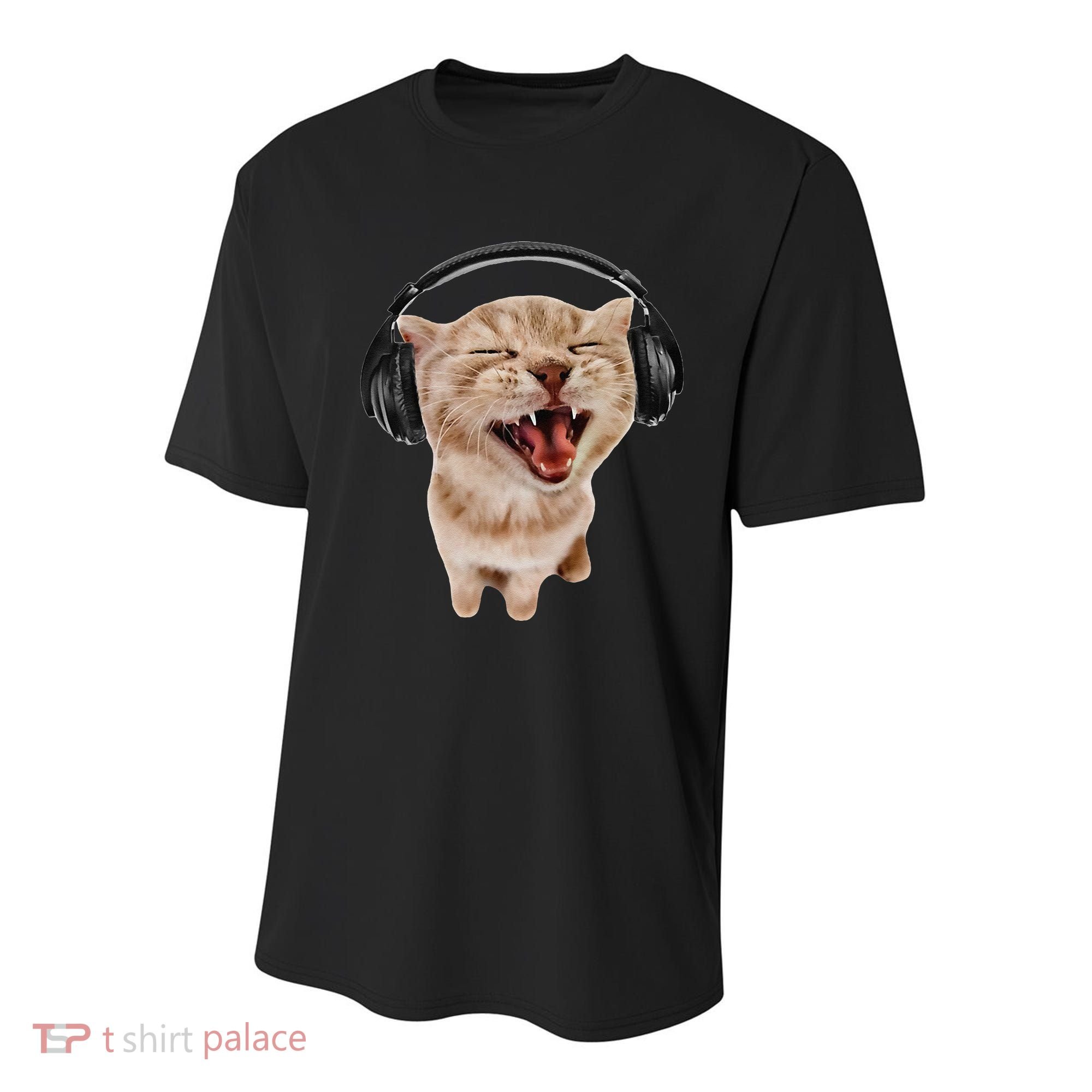 Silly Cat With Headphones Youth Performance Sprint T-Shirt