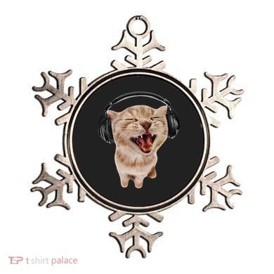 Silly Cat With Headphones Ornament