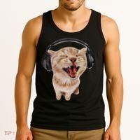 Silly Cat With Headphones Tank Top thumb 3