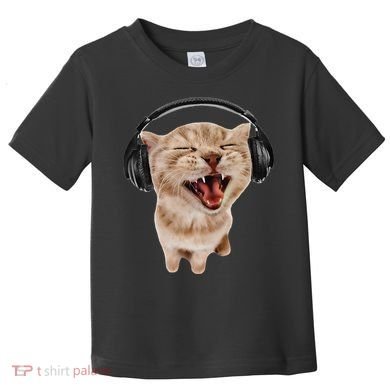 Silly Cat With Headphones Toddler T-Shirt