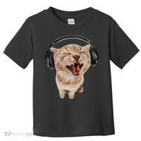 Silly Cat With Headphones Toddler T-Shirt thumb 0