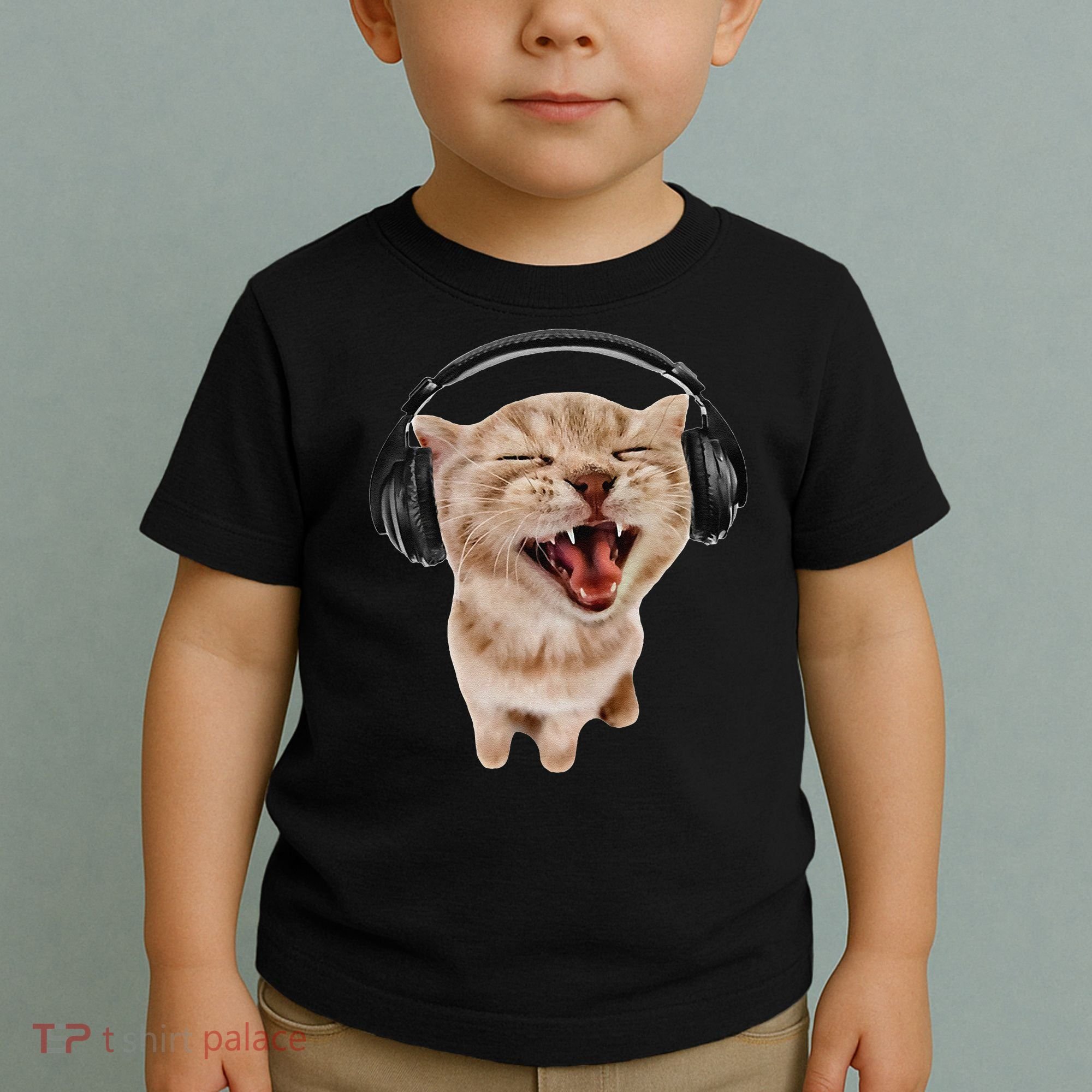 Silly Cat With Headphones Toddler T-Shirt