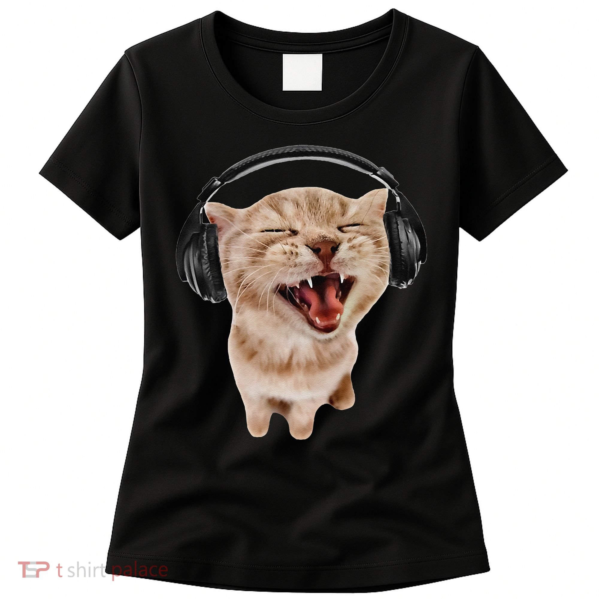Silly Cat With Headphones Women's T-Shirt
