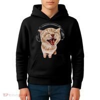 Silly Cat With Headphones Kids Hoodie thumb 4