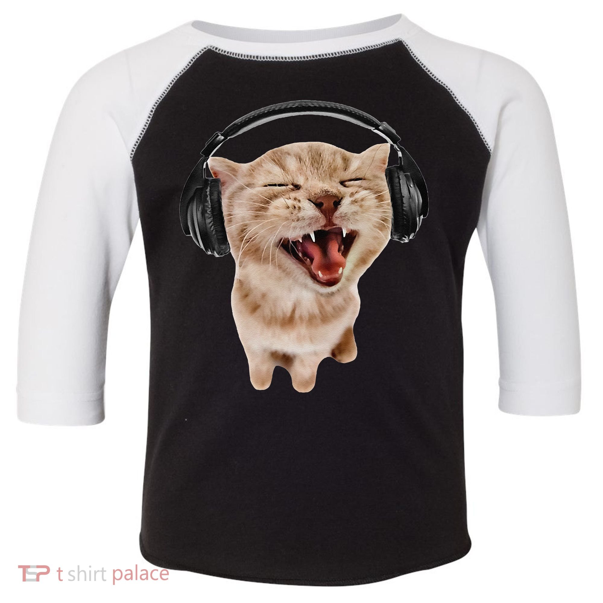Silly Cat With Headphones Toddler Fine Jersey T-Shirt