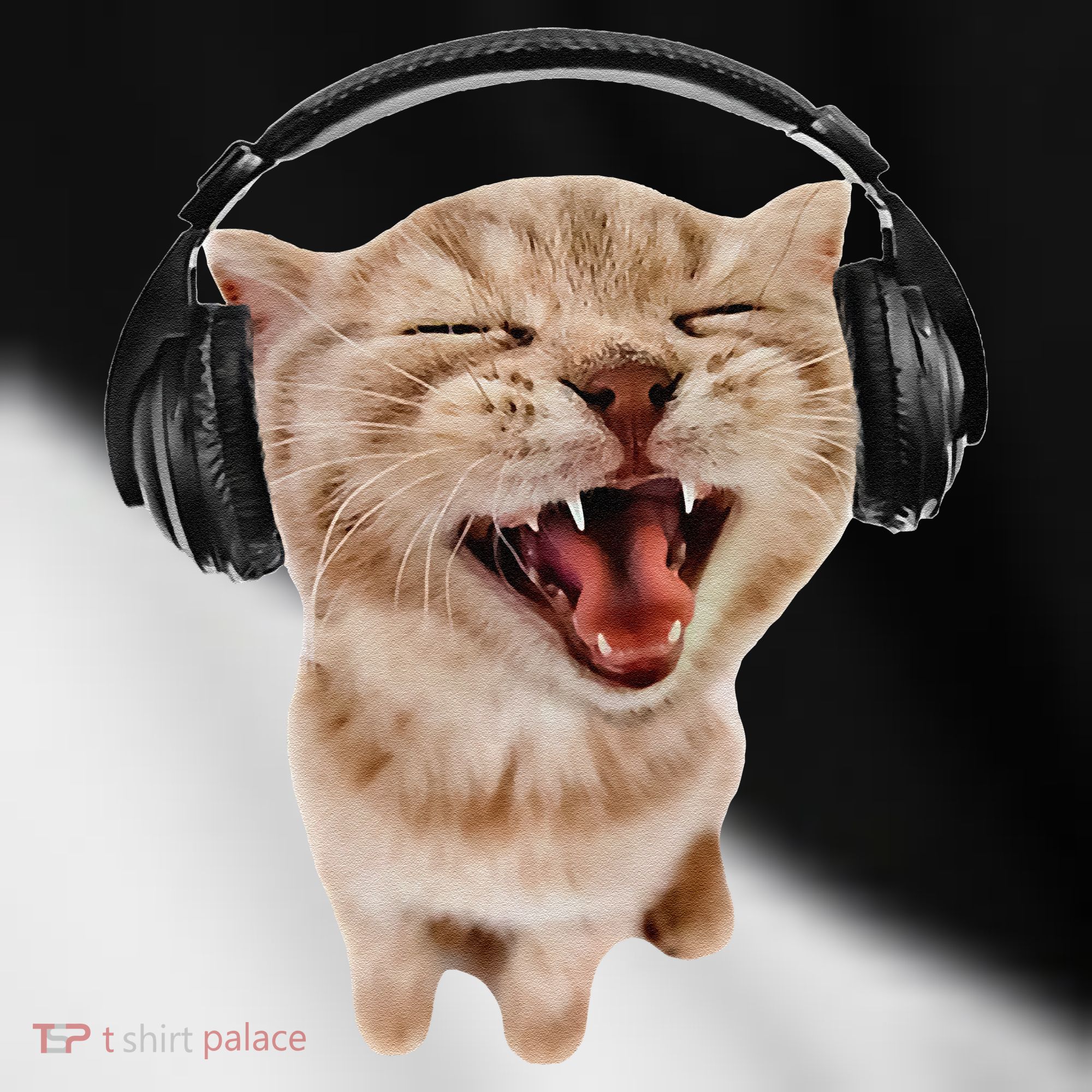 Silly Cat With Headphones Toddler Fine Jersey T-Shirt