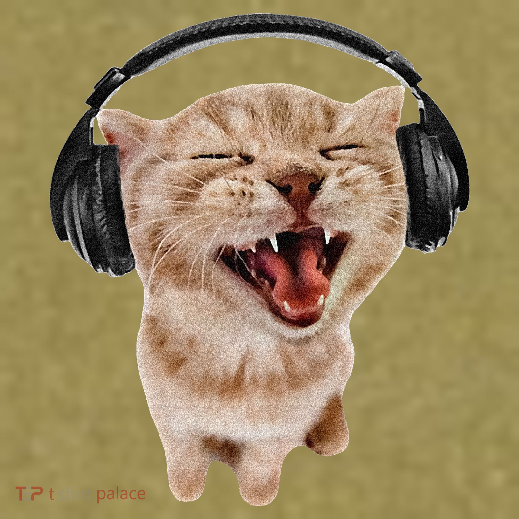 Silly Cat With Headphones Garment-Dyed Women's Muscle Tee