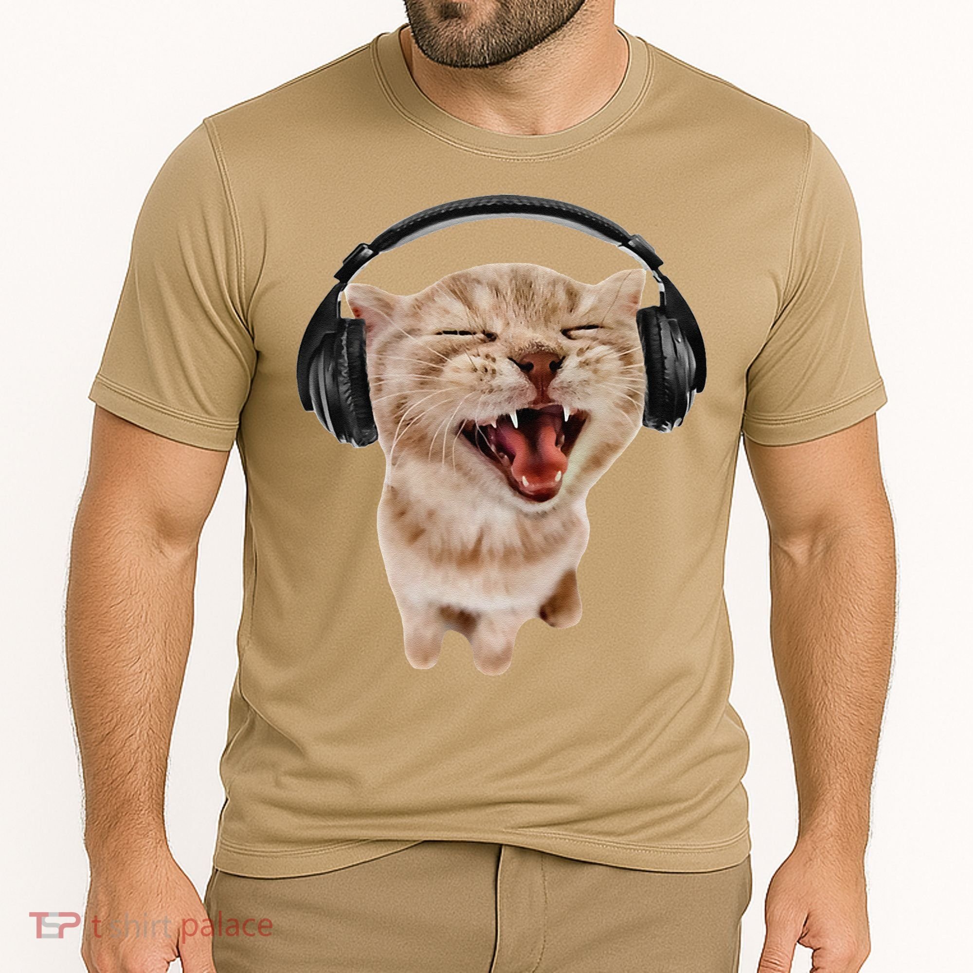 Silly Cat With Headphones Cooling Performance Crew T-Shirt