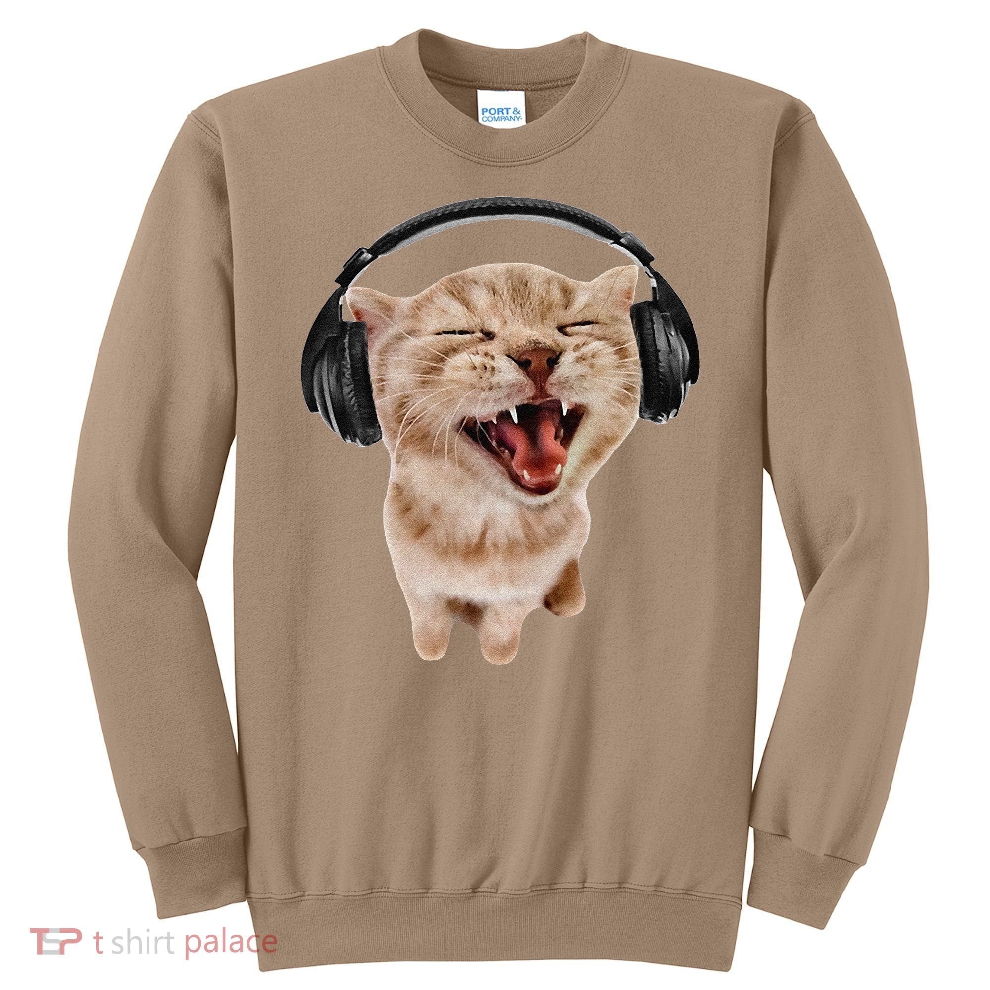 Silly Cat With Headphones Sweatshirt