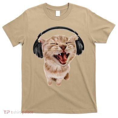 Silly Cat With Headphones T-Shirt