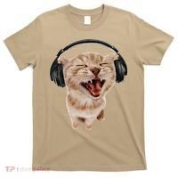 Silly Cat With Headphones T-Shirt thumb 0