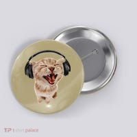 Silly Cat With Headphones Button thumb 0