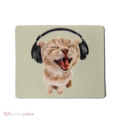 Silly Cat With Headphones Mousepad