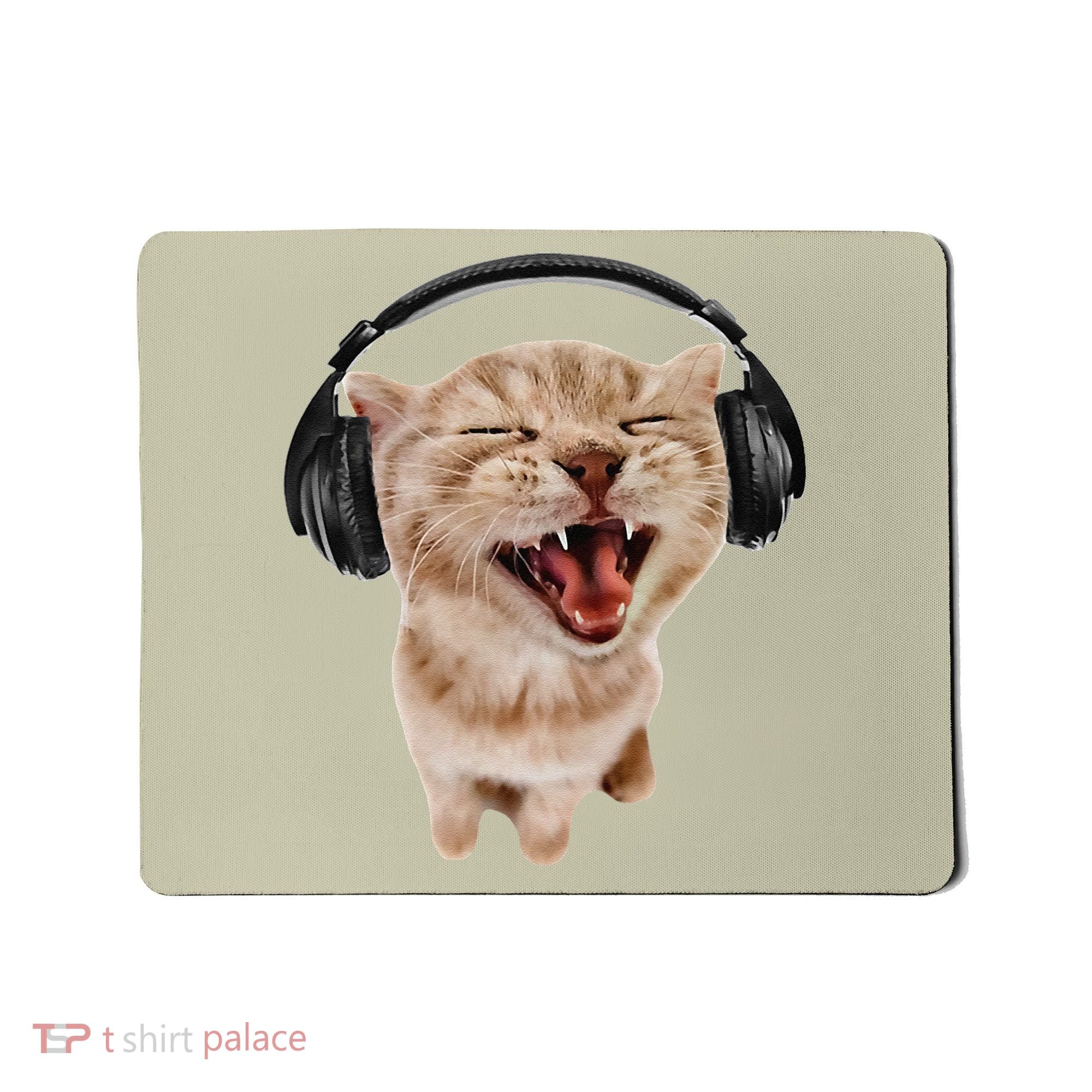 Silly Cat With Headphones Mousepad