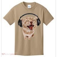 Silly Cat With Headphones Kids T-Shirt thumb 0