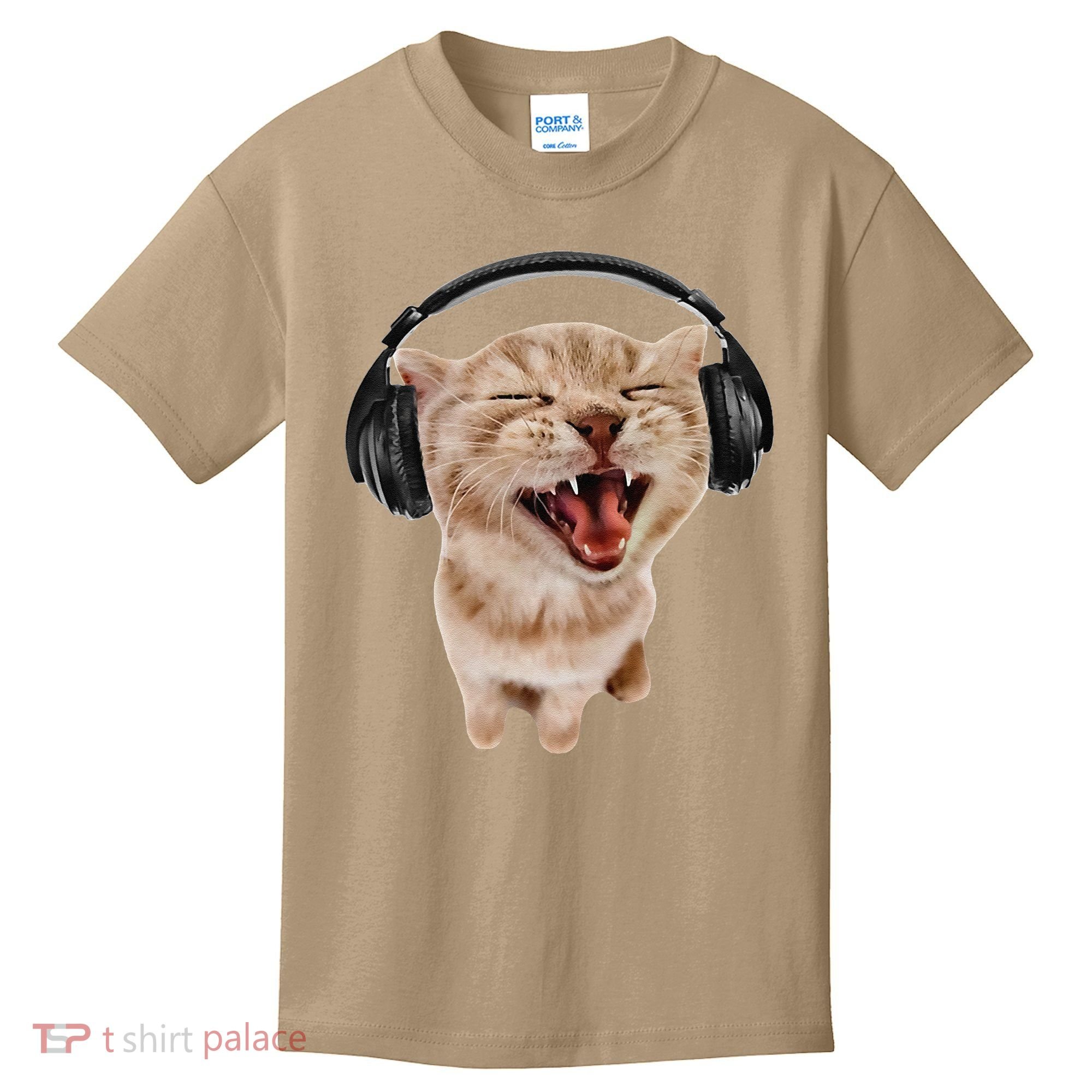 Silly Cat With Headphones Kids T-Shirt