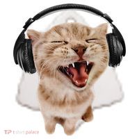 Silly Cat With Headphones Ceramic Ornament thumb 2