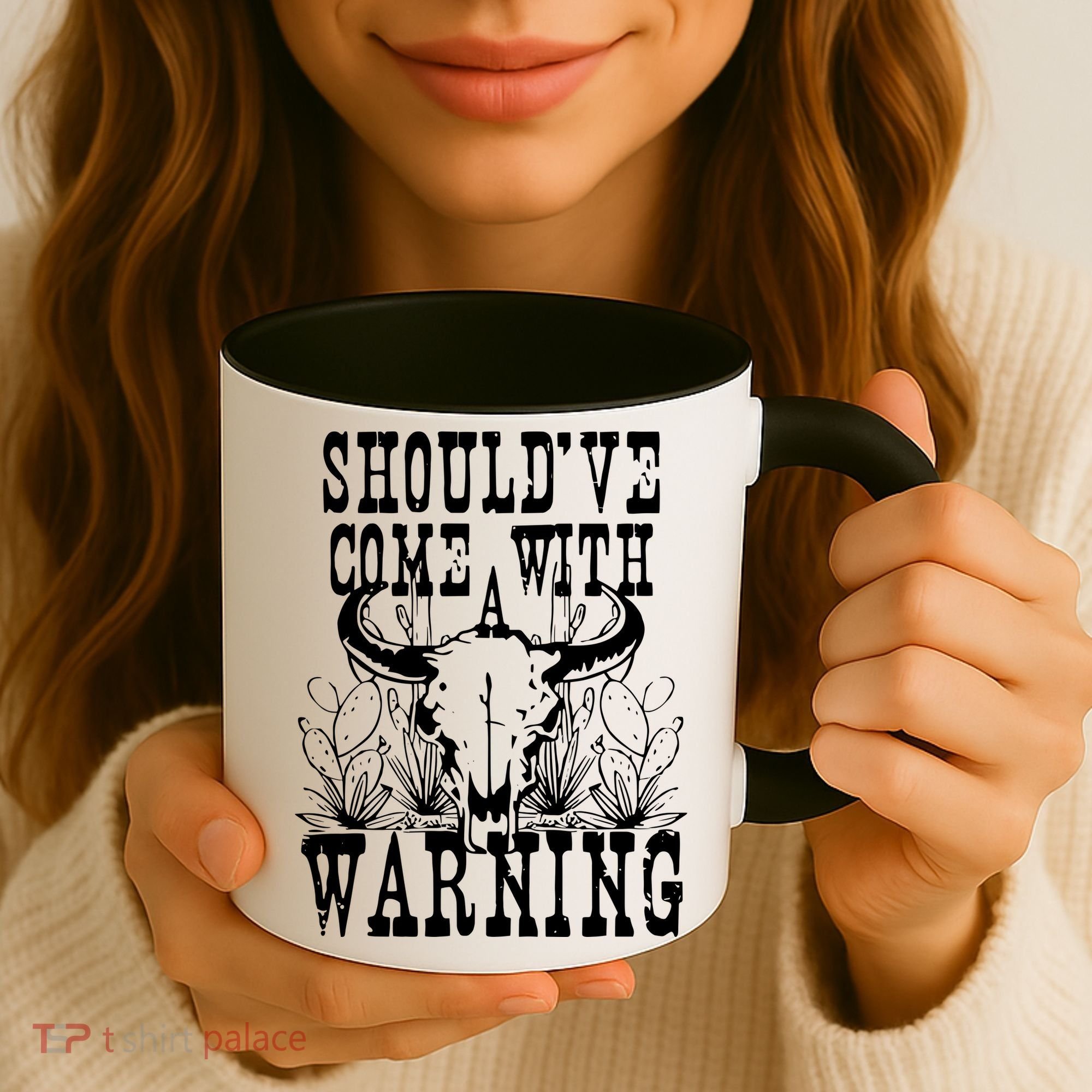 Should've Come With A Warning Western Cowboy Coffee Mug