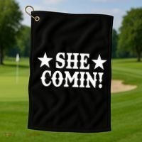 She Comin! Western Cowboy Cowgirl Golf Towel thumb 1