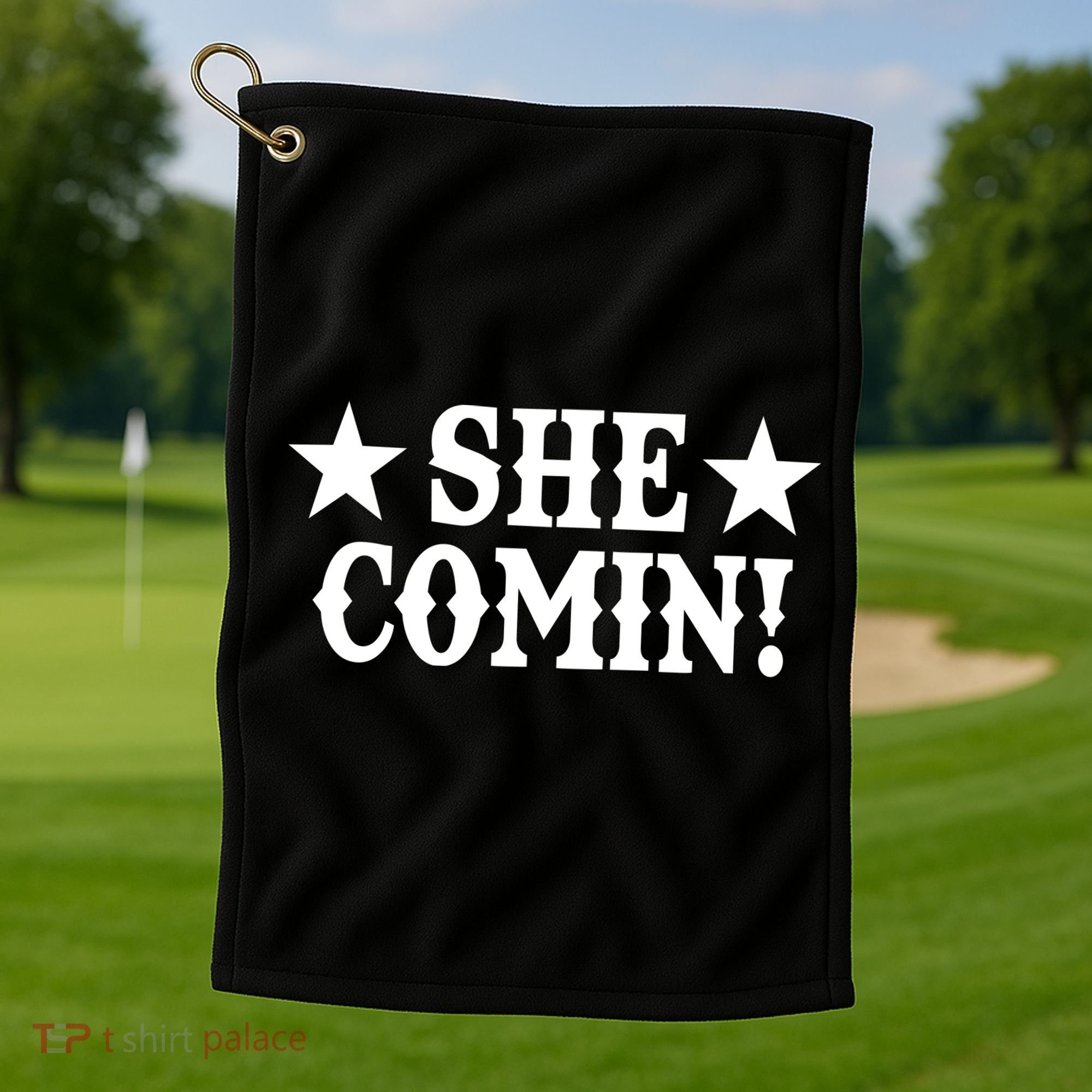 She Comin! Western Cowboy Cowgirl Golf Towel
