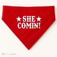 She Comin! Western Cowboy Cowgirl USA-Made Doggie Bandana thumb 0