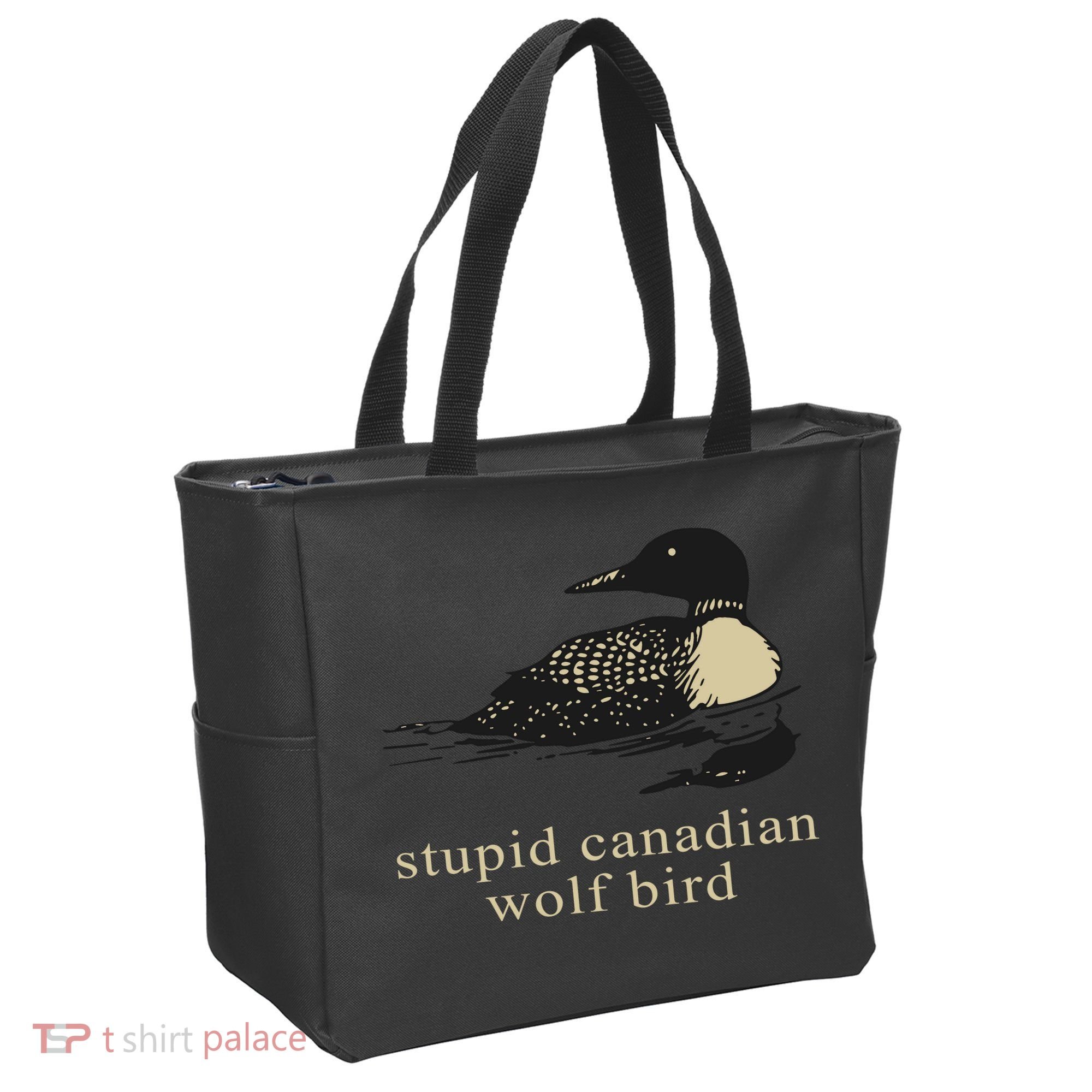 Stupid Canadian Wolf Bird Tote Bag