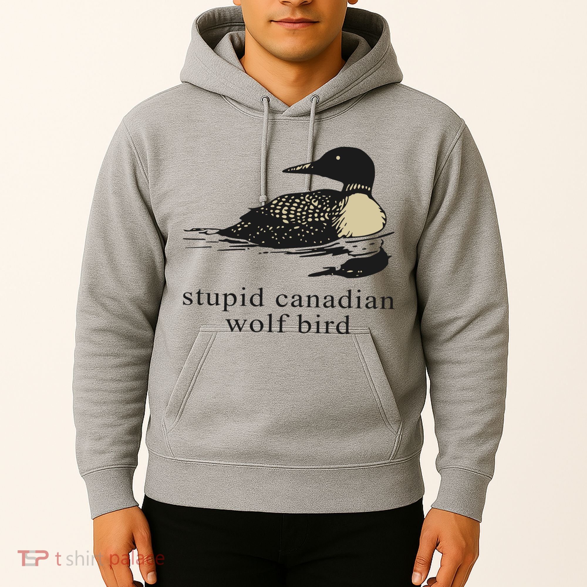 Stupid Canadian Wolf Bird Hoodie